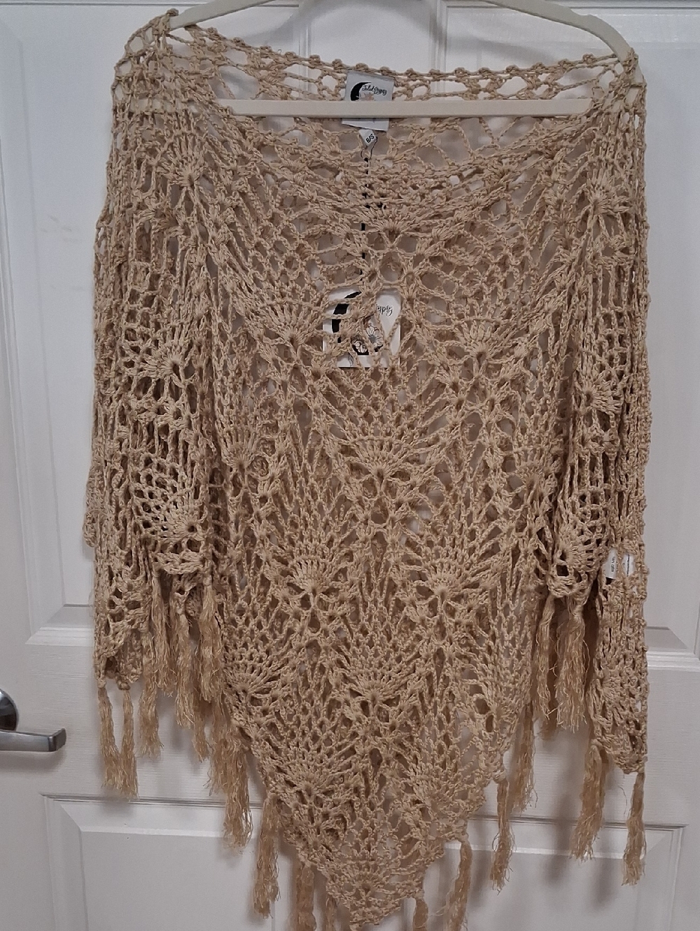 Crochet Fringe Pullover Top - Beige